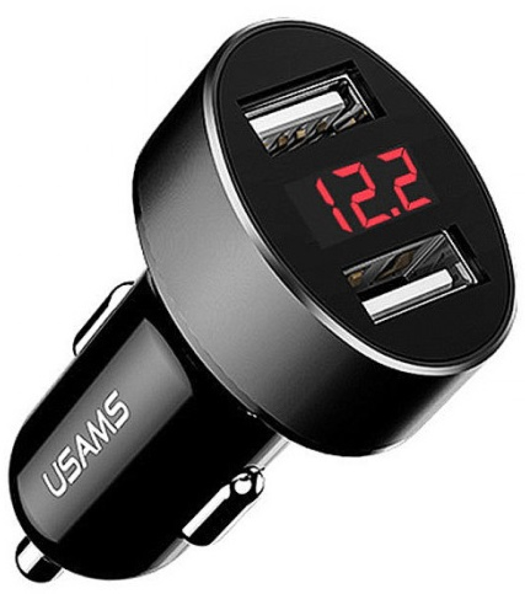 Зарядно за кола Usams C1 2.1A, Digital Display, CC45GC01черно